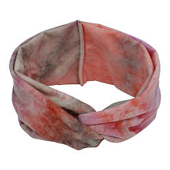 Salmon Boho Printed Cotton Headbands, Twist Knot Elastic Wrap Hair Accessories for Girls Women, Salmon, 250x10mm