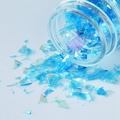 Deep Sky Blue Plastic Candy Sequins/Paillette Chip, UV Resin Filler, for Epoxy Resin Jewelry Making, Deep Sky Blue, 3~25x2.8~6.5mm