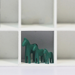 Vert Mer 3 tailles ornements miniatures de chevaux en résine, pour bureau salon maison jardin décoration, vert de mer, 18~30x15~25x4~6mm, 3 pièces / kit