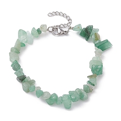 Aventurine Verte Bracelet perlé de copeaux d'aventurine verte naturelle, avec 304 fermoirs inox , 7-1/4 pouce (18.5 cm)