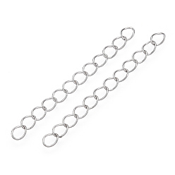 Platinum Iron Chain Extender, Curb Chains, Nickel Free, Platinum, 70mm, Link: 5~5.5x3.5~4x0.5mm