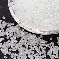 Blanco 6/0 perlas de cristal de la semilla, colores esmerilado, rondo, agujero redondo, blanco, 6/0, 4 mm, agujero: 1~1.5 mm, Sobre 500 unidades / 50 g, 50 g / bolsa, 18bolsas/2libras