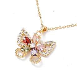 Mariposa Collar con colgante de circonitas cúbicas de colores, oro 304 joyas de acero inoxidable para mujer., mariposa, 16.06 pulgada (40.8 cm)