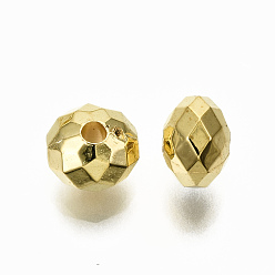 Золотой CCB пластиковые шарики, граненые, рондель, золотые, 6x4.5 мм, отверстие : 1.4 мм, Около 6500 шт / 500 г