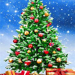 Arbre de Noël Kit de peinture au diamant rectangle sur le thème de Noël bricolage, y compris le sac de strass en résine, stylo collant diamant, plaque de plateau et pâte à modeler, arbre de Noël, 400x300mm