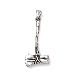 Antique Silver 304 Stainless Steel Big Pendants, Axe, Antique Silver, 54x25.5x8.5mm, Hole: 4x9mm