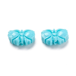 Sky Blue Carved Synthetic Coral Beads, Dyed, Butterfly, Sky Blue, 7.7x13.5x5.5mm, Hole: 1.2mm