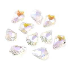 Lilac AB Color Plated Electroplate Glass Pendants, Faceted, Leaf, Lilac, 16x11x6mm, Hole: 1mm