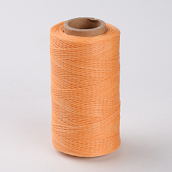 Sandy Brown Flat Waxed Polyester Cords, The incoming goods exhibit variations in color, Sandy Brown, 1x0.3mm, about 284.33 yards(260m)/roll