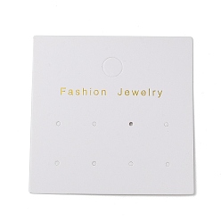 White Square Paper Earring Display Cards, Hold up to 4 Pairs Earring Studs, White, 8x8x0.05cm, Hole: 10mm and 1.8mm