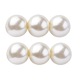 Cornsilk Eco-Friendly Grade A Glass Pearl Beads, Pearlized, Round, Cornsilk, 6mm, Hole: 1.2~1.5mm, about 68pcs/Strand, 16''(40.64cm)