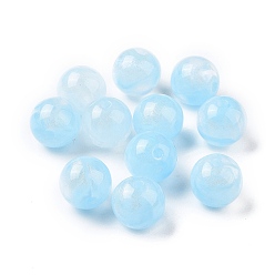 Azul Cielo Abalorios de acrílico opacos, perlas de brillo, rondo, luz azul cielo, 10.5~11 mm, agujero: 2 mm, Sobre 510 unidades / 500 g