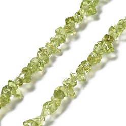 Péridot Péridot naturelles brins de perles, Grade a, puce, 1~5x3~16x3~5mm, Trou: 0.8~0.9mm, 29.92~32.68'' (76~83 cm)