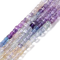 Fluorite Natural Fluorite Beads Strands, Faceted, Cube, 2x2x2mm, Hole: 0.6mm, about 203pcs/strand, 15.55''(39.5cm)