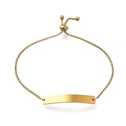 Golden 304 Stainless Steel Box Chain Slider Bracelets, Blank Link Bracelets for Women, Golden, 10-3/4 inch(27.35cm)