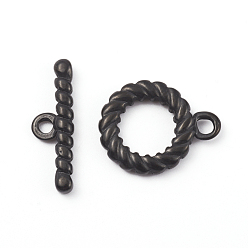 Electrophoresis Black 304 inoxydable fermoirs à bascule en acier, anneau, pour le bricolage fabrication de bijoux, électrophorèse noir, anneau: 18.8x14.8x2.8 mm, barre: 21x6.5x2.8 mm, Trou: 2mm