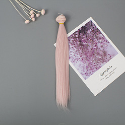 Pink Peluca de muñeca de peinado largo y recto de fibra de alta temperatura, para diy girl bjd makings accesorios, rosa, 25~30 cm