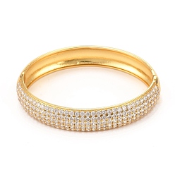 Real 18K Gold Plated Brass Micro Pave Cubic Zirconia Bangles, Long-Lasting Plated, Real 18K Gold Plated, Inner Diameter: 2x2-3/8 inch(5x6cm)