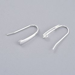 Silver 304 Stainless Steel Earring Hooks, with Horizontal Loop, Flat Ear Wire, Silver, 18.5x13.5x3.5mm, Hole: 1.5mm, 20 Gauge, Pin: 0.8mm