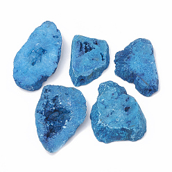 Dodger Blue Natural Agate Beads, Dyed, Nuggets, No Hole/Undrilled, Dodger Blue, 44~58x30~42x9~10mm
