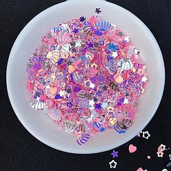 Pearl Pink Heart/Star/Moon/Shell PVC Nail Art Glitter Sequins Chip, UV Resin Filler, for Epoxy Resin Slime Jewelry Making, Pearl Pink, Package Size: 130x80mm