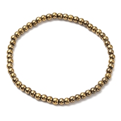Or Bracelets extensibles en perles rondes en hématite synthétique non magnétique, or, diamètre intérieur: 2-5/8 pouce (6.56 cm), perles: 4.3 mm