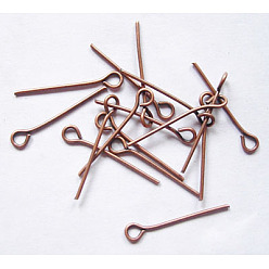 Red Copper Iron Eye Pin, Cadmium Free & Nickel Free & Lead Free, Red Copper, 24x0.7mm, Hole: 2mm, about 11600pcs/1000g