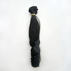 Negro Peluca de muñeca de peinado romano ondulado largo de fibra de alta temperatura, para diy girl bjd makings accesorios, negro, 7.87~39.37 pulgada (20~100 cm)