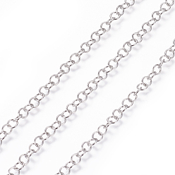 Stainless Steel Color 304 Stainless Steel Rolo Chains, Belcher Chain, Unwelded, Stainless Steel Color, 3.7mm, Links: 3.7x0.6mm