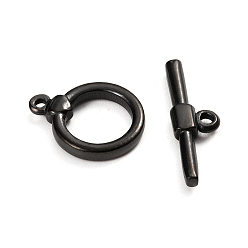 Electrophoresis Black 304 Stainless Steel Toggle Clasps, Ring, Electrophoresis Black, Ring: 18x14x3mm, Hole: 1.5mm, Bar: 23.5x7x3, Hole: 1.8mm