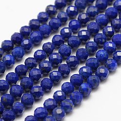 Lapis Lazuli Natural Lapis Lazuli Beads Strands, Grade A, Faceted, Round, 5mm, Hole: 1mm, about 72pcs/strand, 14.5 inch(37cm)
