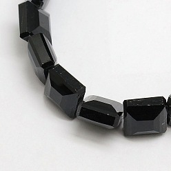 Black Crystal Glass Square Beads Strands, Faceted, Black, 13x13x8mm, Hole: 1mm, about 25pcs/strand, 12.7 inch