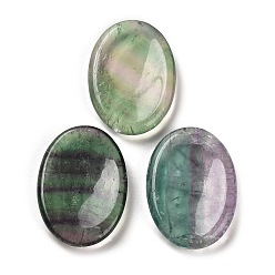 Fluorite Natural Fluorite Oval Worry Stone, Anxiety Healing Crystal Thumb Stone, 34~35x24~25x6~7mm