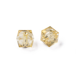 Bois Solide Perles acryliques transparentes, facette, cube, burlywood, 10x11x11mm, Trou: 2mm, environ670 pcs / 500 g