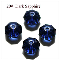 Темно-Синий Имитация Австрийские кристаллические шарики, класс AAA, граненые, восьмиугольник, темно-синий, 6x4 мм, отверстие : 0.7~0.9 мм
