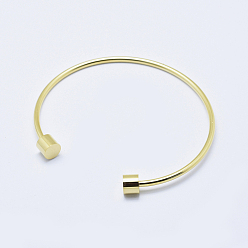 Real 18K Gold Plated Eco-Friendly 316 Surgical Stainless Steel Cuff Bangle Making, with Removable Column Beads, Long-Lasting Plated, Real 18K Gold Plated, 2-1/2 inch(6.3cm)