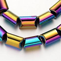Plaqué Multicolore Galvanoplastie non magnétiques hématite synthétique brins de perles, rectangle, multi-couleur plaquée, 12x8x6mm, Trou: 1mm, Environ 35 pcs/chapelet, 15.7 pouce