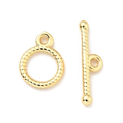 Real 18K Gold Plated Brass Toggle Clasps, Cadmium Free & Lead Free, Ring, Real 18K Gold Plated, Ring: 10x7.5x1mm, Inner Diameter: 5.5mm, Hole: 1.2mm,  Bar: 15x4x1.5mm, Hole: 1.2mm