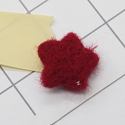 Rojo Oscuro Adornos de fieltro de lana, accesorios para el cabello para niños, estrella, de color rojo oscuro, 35 mm