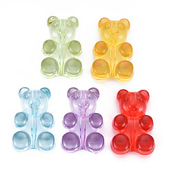 Mixed Color Transparent Acrylic Beads, Bear, Mixed Color, 29x19x8mm, Hole: 1.6mm