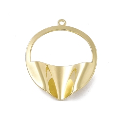 Light Gold Alloy Pendants, Flat Round Charm, Light Gold, 42.5x36x6.5mm, Hole: 2mm