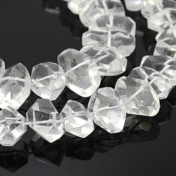Хрусталь Природные кварцевые кристаллические самородки бисер пряди, бусины из горного хрусталя, 15~26x8~16x8~15 мм, отверстие : 1 мм, 15.7 дюйм