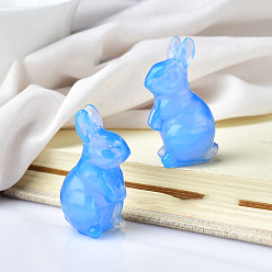 Opalite Blue Opalite Home Display Decorations, 3D Rabbit, 22x40mm