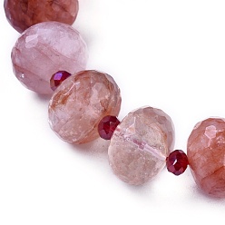 Autres Quartzs Perles naturelles de quartz brins, facette, rondelle, 17.5~18x12.5~13mm, Trou: 1mm, Environ 22 pcs/chapelet, 14.9~15.3 pouce (38~39 cm)
