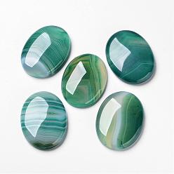 Green Natural Green Agate Cabochons, Flat Back, Oval, Dyed, Green, 40x30x7.5mm