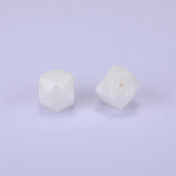 WhiteSmoke Hexagonal Silicone Beads, Chewing Beads For Teethers, DIY Nursing Necklaces Making, WhiteSmoke, 23x17.5x23mm, Hole: 2.5mm