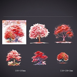 Red 10Pcs 5 Styles 3D PET Adhesive Waterproof Stickers Set, Tree, for DIY Photo Album Diary Scrapbook Decorative, Red, 100x100mm, 2pcs/style