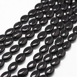 Black Onyx Natural Black Onyx Beads Strands, Grade A, Dyed & Heated, Oval, 14x10x4.5mm, Hole: 1mm, about 28pcs/strand, 15.16 inch~15.35 inch