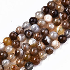 Mixed Color Natural Agate Beads Strands, Round, 6.5mm, Hole: 1.2mm, about 65pcs/strand, 15.08 inch~15.28 inch(38.3cm~38.8cm)