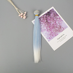 Azul Cielo Peluca de muñeca de peinado largo y recto de fibra de alta temperatura, para diy girl bjd makings accesorios, luz azul cielo, 25~30 cm